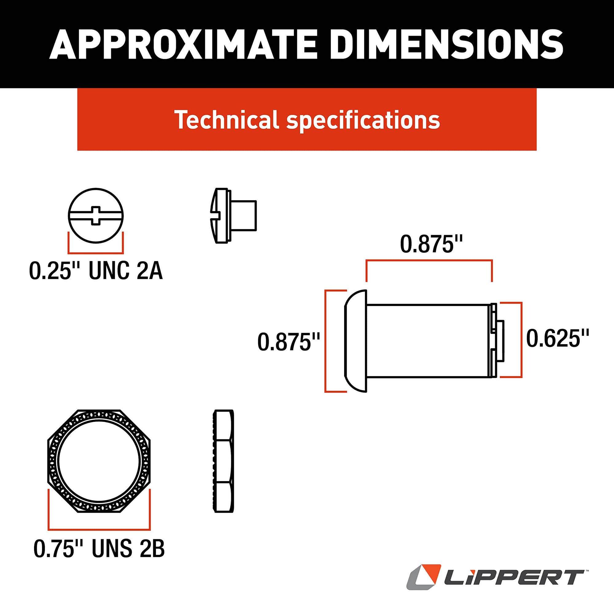 213114 Lippert Components RV Baggage Door Key Lock 7/8" Chrome