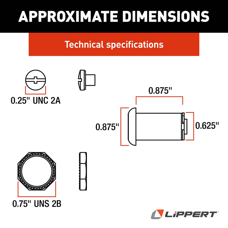 213114 Lippert Components RV Baggage Door Key Lock 7/8" Chrome