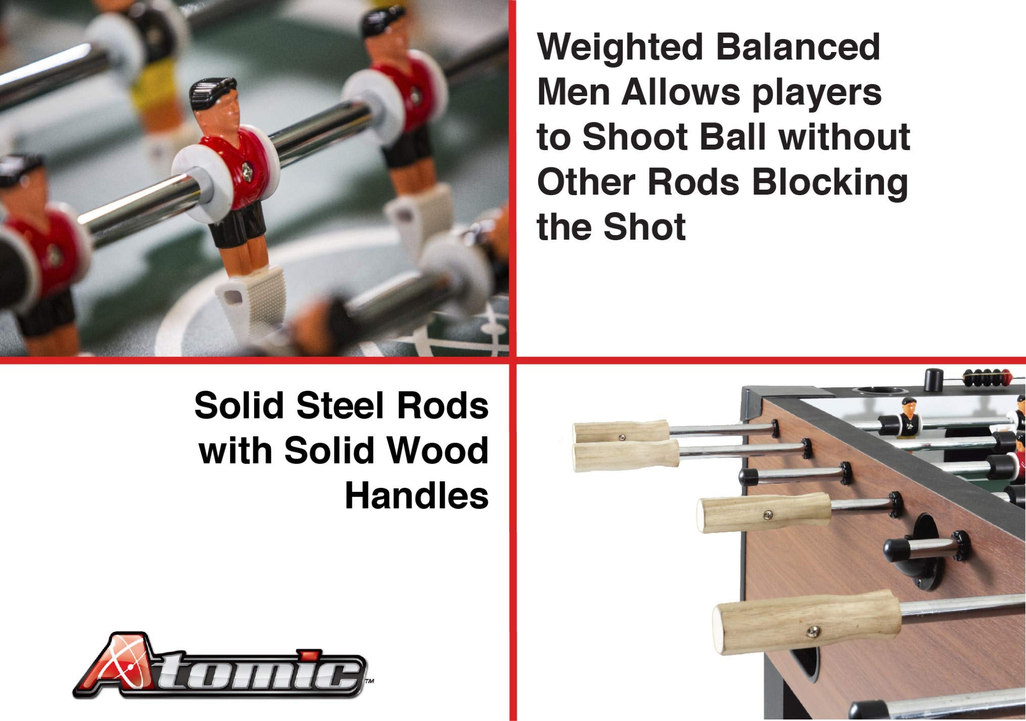 Foosball Table Atomic Gladiator with Integrated Cup Holders and Abacus Scoring