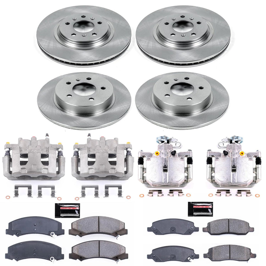 Power Stop KCOE4097 Stock Replacement Brake Kit Front & Rear with OE Calipers For Buick Lucerne 2006-2011, Cadillac DTS 2006-2011 [Model Specific]