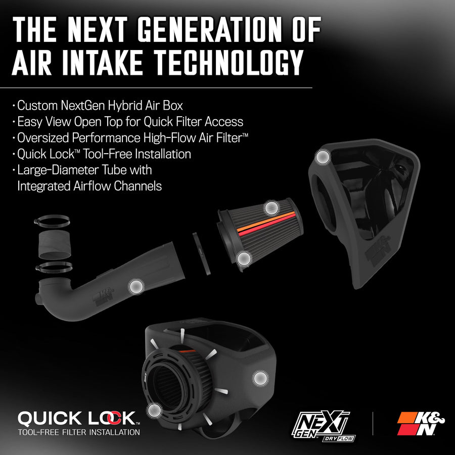 NextGen K&N Cold Air Intake System: Dry-Flow Cotton Filter: Compatible with 2019-2025 CADILLAC/CHEVROLET/GMC Escalade; Silverado 1500; Suburban; Tahoe; Sierra 1500; Yukon; Yukon XL; 50-3110D