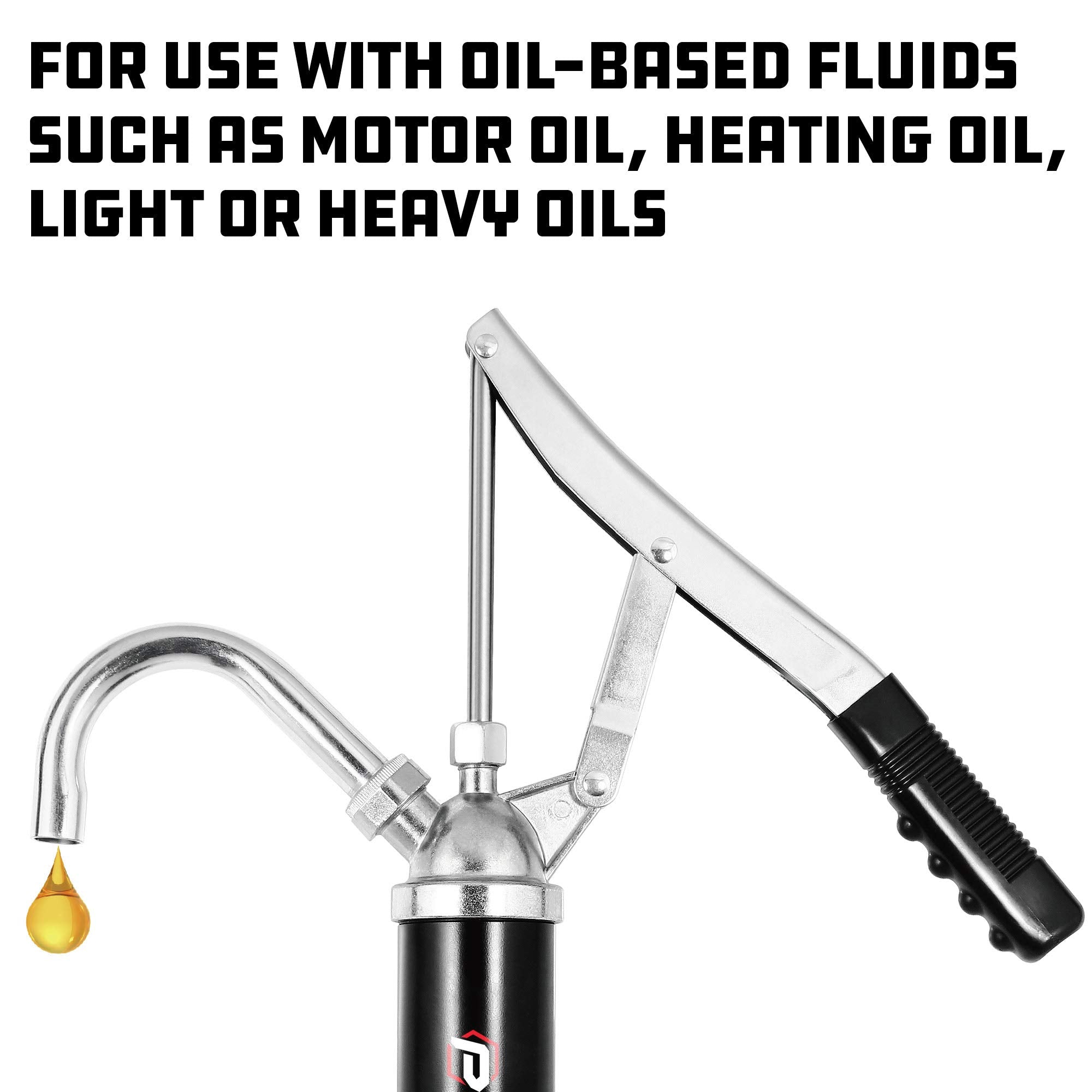 Powerbuilt Level Action Heavy Duty Barrel Pump, Drum Pump with Telescoping Suction Tube Fits 15 to 55 Gallon Drums, For Transferring Motor Oil, Heating Oil, Transmission Fluid- 648770