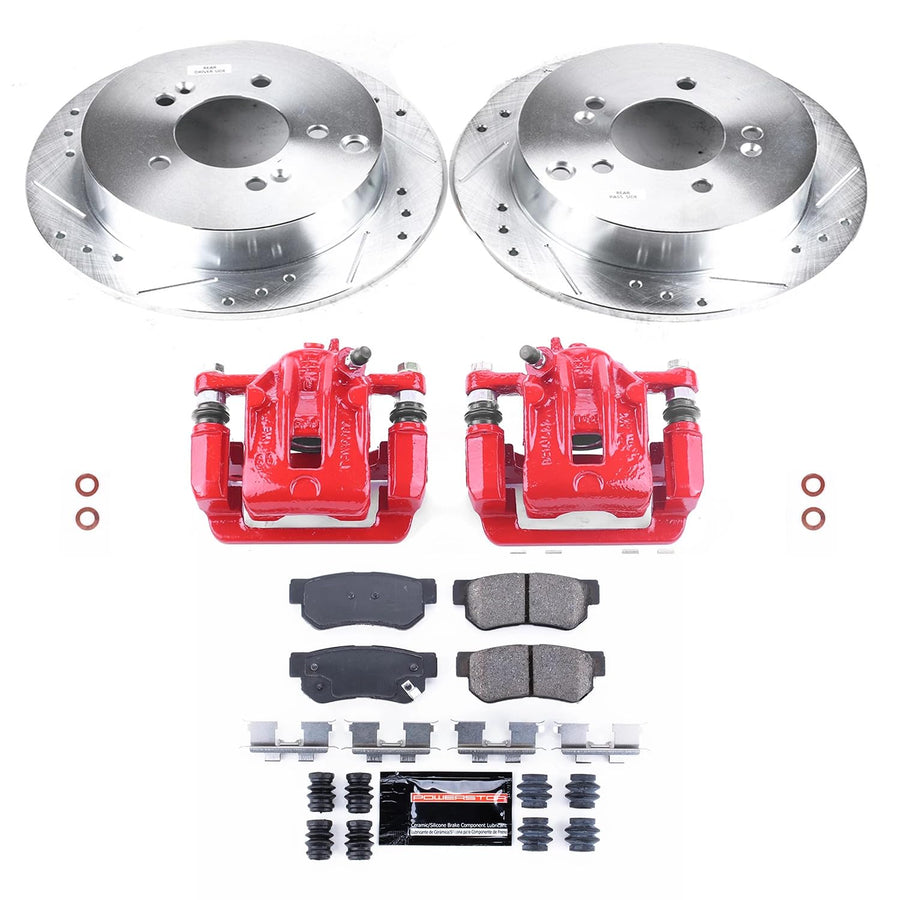 Power Stop Rear Z23 Evolution Sport Brake Upgrade Kit with Powder Coated Calipers For Hyundai Tucson 2005-2009, Kia Sportage 2005-2010 [Model Specific]