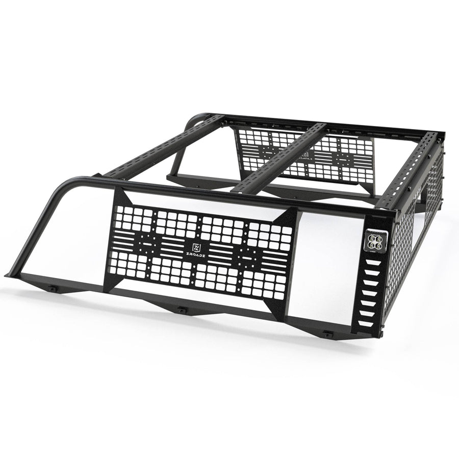 ZROADZ Overland MOLLE Truck Rack, Compatible with 2016-2025 Toyota Tacoma (2) 3 Inch White ZROADZ LED Pod Lights - Part # Z859101