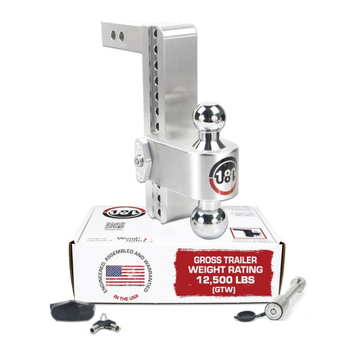 180-Degree Weigh Safe Trailer Hitch - Adjustable Trailer Hitch for Towing - Compatible with 2" Receivers - 10" Drop, Chrome-Plated Tow Balls, 12,500 GTW, 2-Piece Lock Set