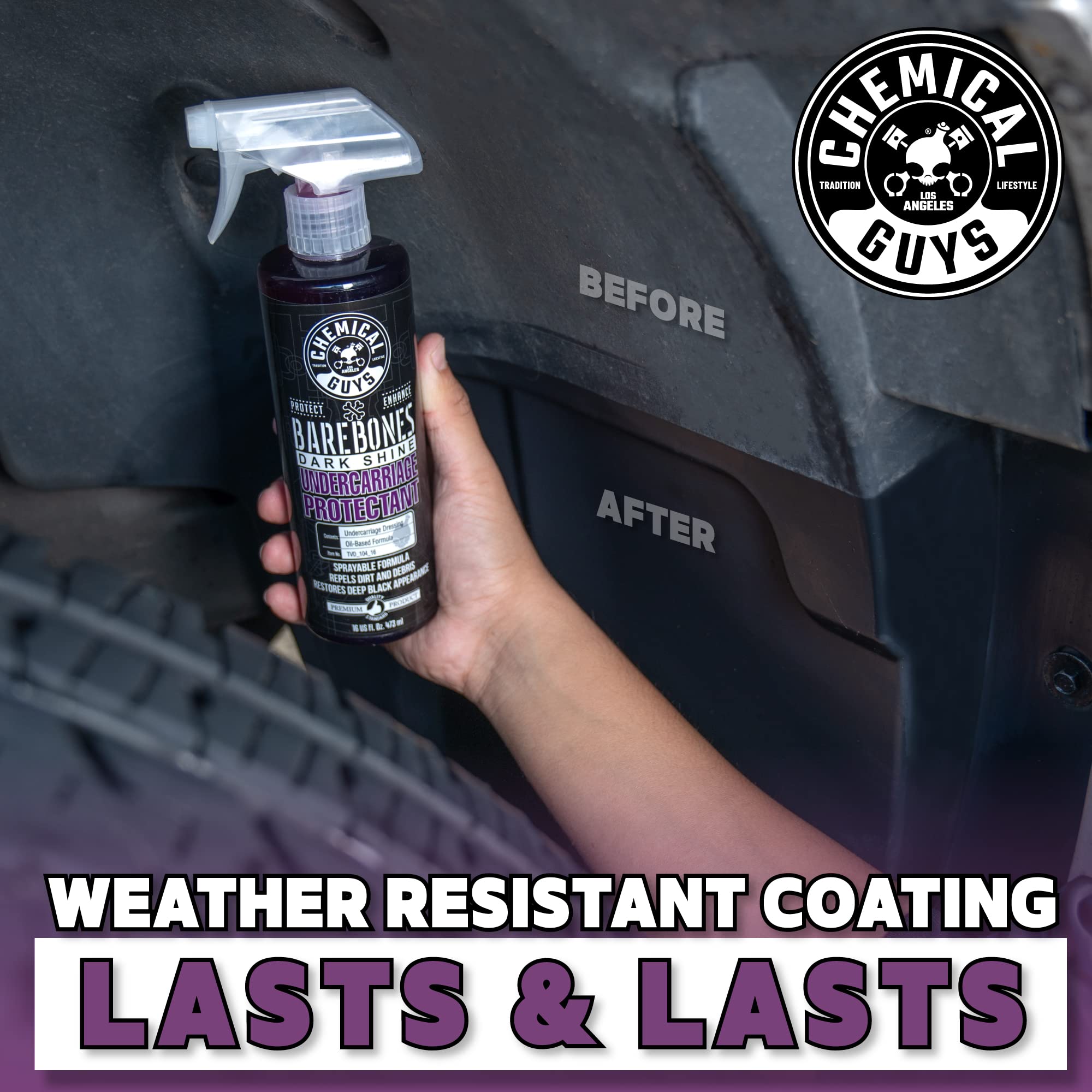 Chemical Guys Bare Bones TVD_104_16 Premium Dark Shine Spray for Undercarriage, Tires and Trim, Safe for Cars, Trucks, Motorcycles, RVs & More, 16 fl oz