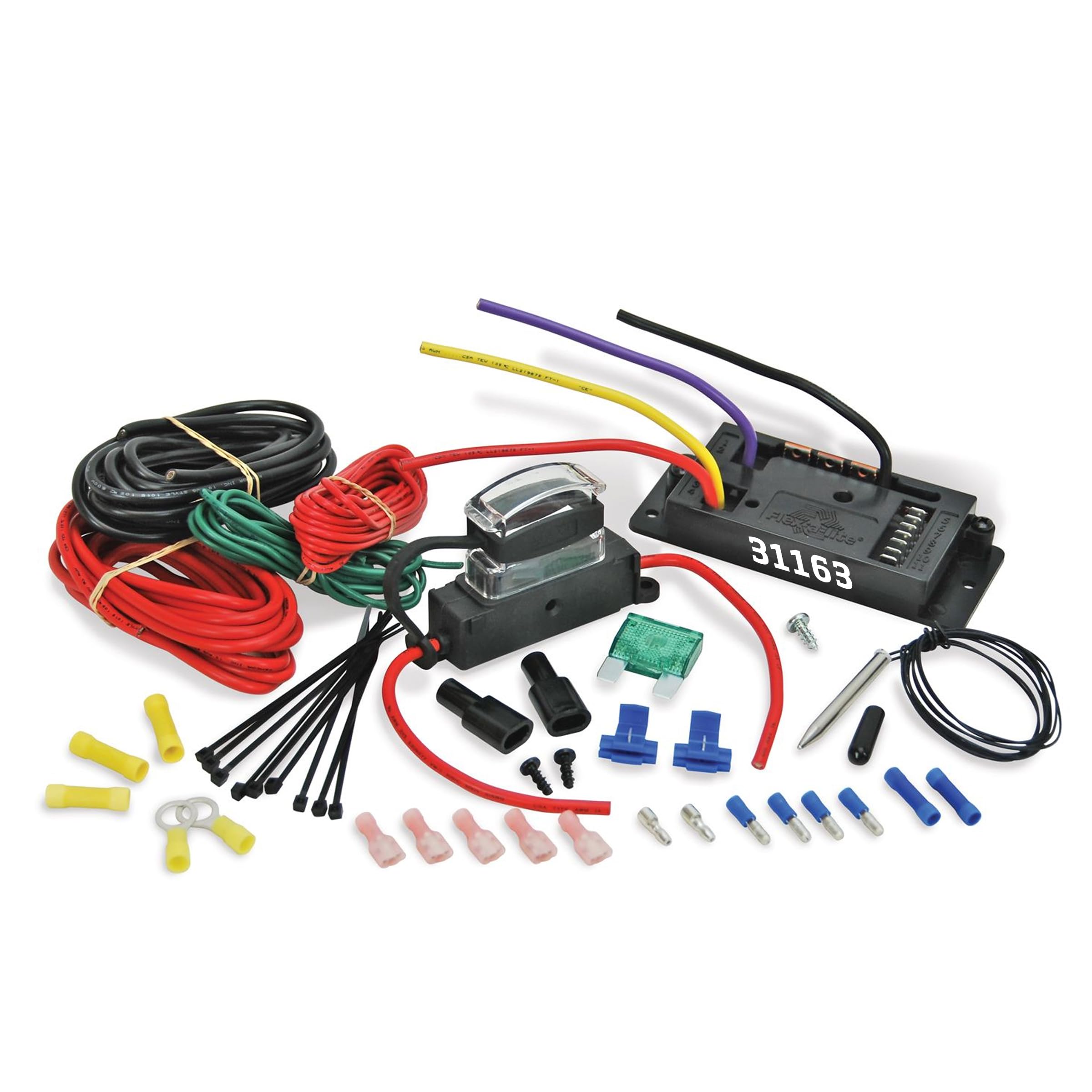 Variable Speed Controller Flex-A-Lite and Relay Kit with Thread-In Temperature Sensor, Fan Controller With Temperature Probe (31163), Black