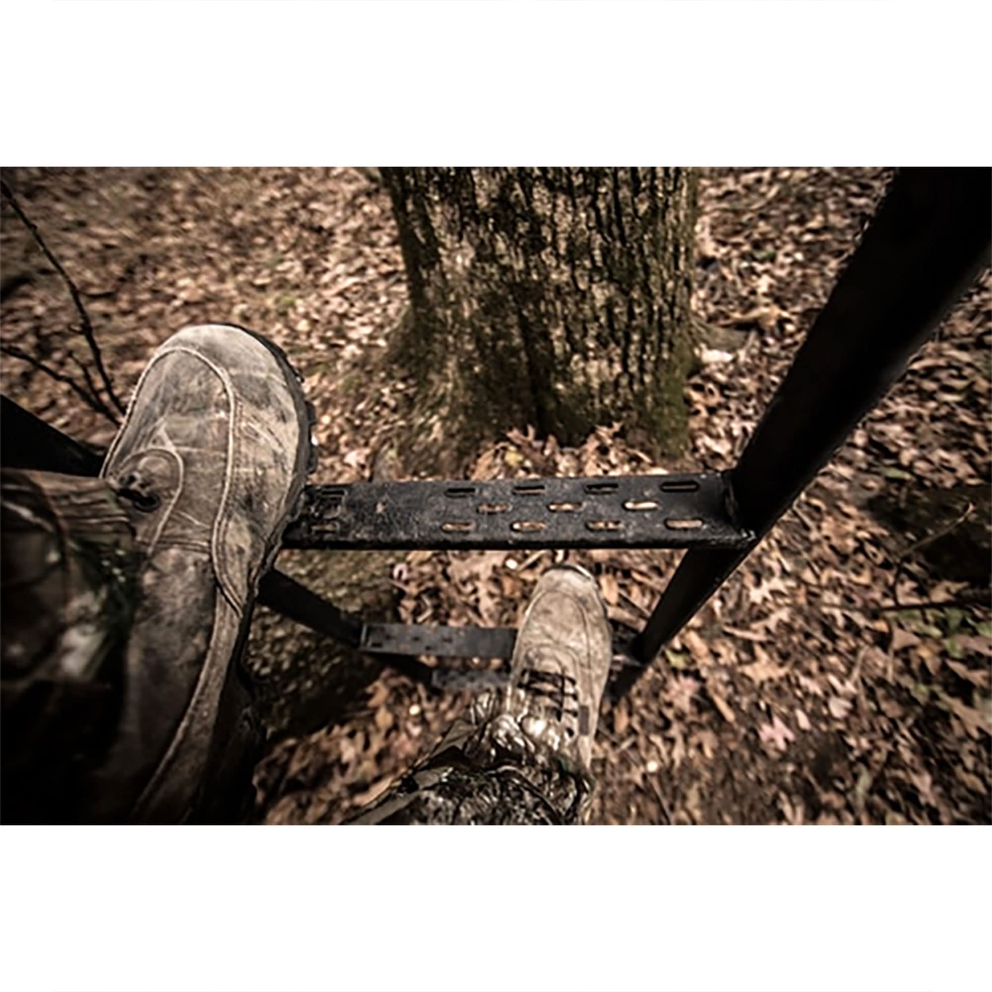 Hawk 2 Man Big Denali Climbing Tree Stand, 18 Foot Deer Hunting Ladderstand with Kick Out Footrests and Extra Large MeshComfort Seats