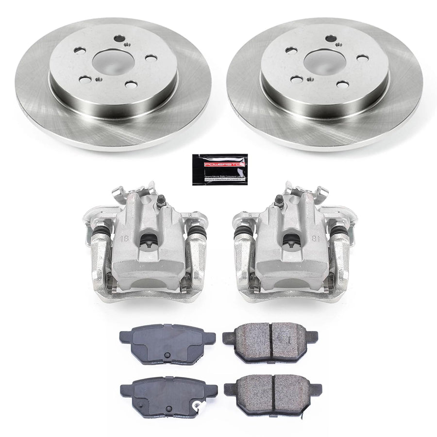Power Stop KCOE5503 Replacement Autospeciality Rear Caliper Kit- OE Rotors, Ceramic Brake Pads, Calipers For Toyota Prius 2010-2015, Toyota Prius Plug-In 2012-2015 [Model Specific]