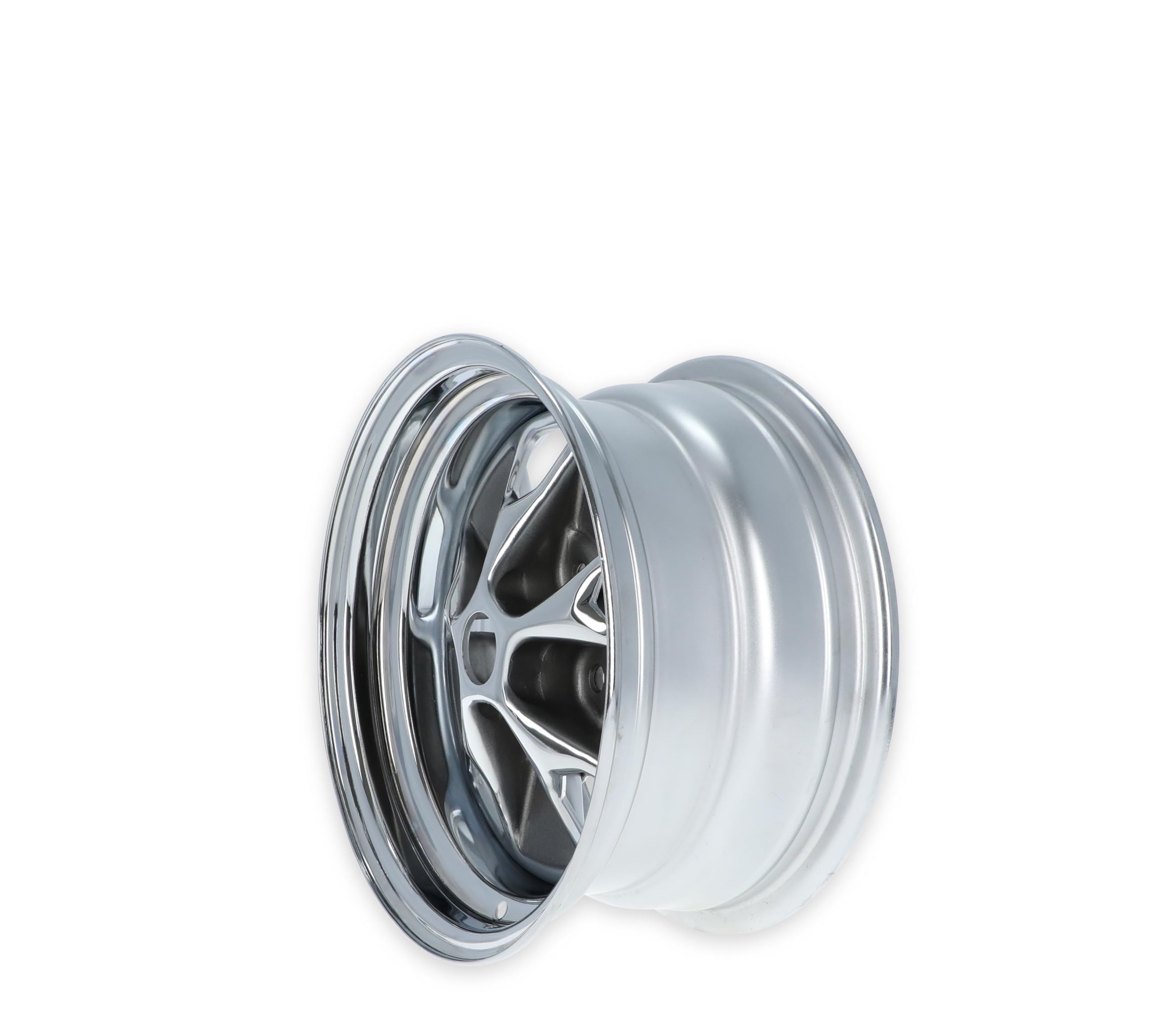 Styled Steel Series Scott Drake Wheels with Chrome Outer Hoop and Charcoal Insert 14X7 5-Bolt Pattern Wheels Compatible with 1965-1967 Ford Mustang, Model C5ZZ-1007-BR