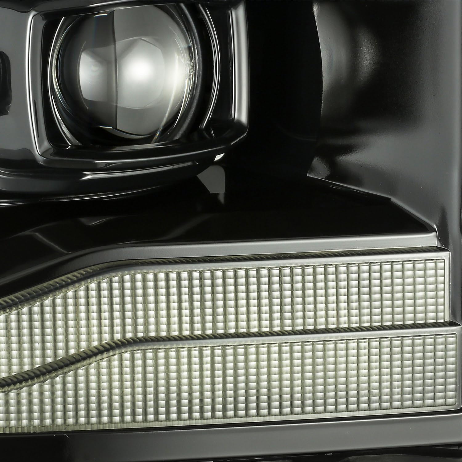 06-08 Dodge Ram 1500HD AlphaRex (880530) Pro-Series Proj Headlights Plank Style Alpha Black w/Seq Signal/DRL