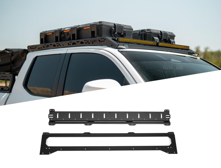 Light Mount Front for DV8 Offroad Roof Rack for 2024-2025 Toyota Tacoma Double Cab | Low-Profile Design | Runs (2) 20" Light Bars, (1) 40" Light Bar, or (10) 3" Pod Lights | Fully Bolt-On Installation