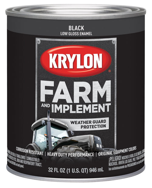Krylon® 2022 Brush Farm & Implement, Low Gloss, Black, 1 Quart Architectural Paints