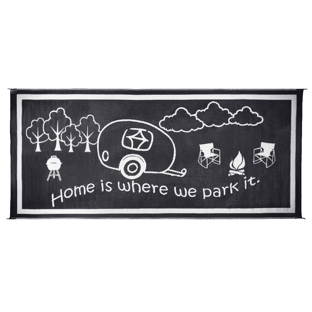 Camping Stylish RH8181 Black/White 8-Feet x 18-Feet RV Home Mat