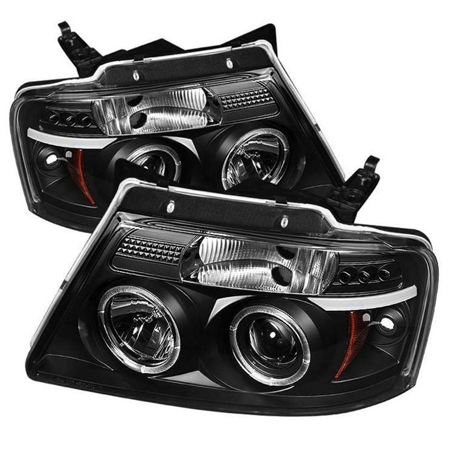 Ford F150 04-08 Spyder Auto 5010209 Projector Headlights - Version 2 - LED Halo - LED (Replaceable LEDs) - Black - High H1 (Included) - Low 9006 (Included)