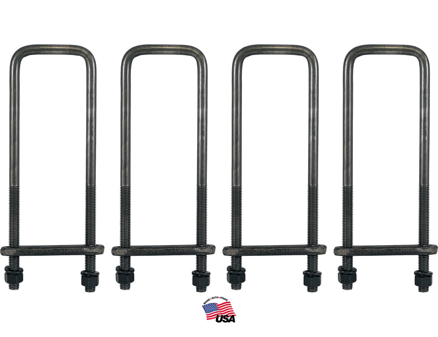 16 Inch Square Bend U-Bolt Kit Buyers Products UB623516, 4 Complete U Bolt Kits, 5/8" Bolt, 1/2" x 4 1/4" Tie Bars, Grade 5 Equivalent Hardware