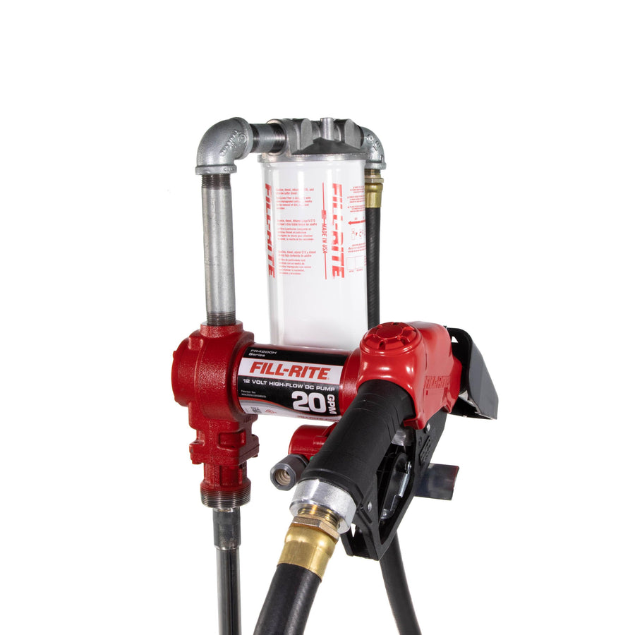 Fill-Rite 12V FR4210HBFQ 20 GPM Fuel Transfer Pump with Standard Filter Package - Gasoline, Diesel, Kerosene, Ethanol Blends, Methanol Blends & Biodiesel