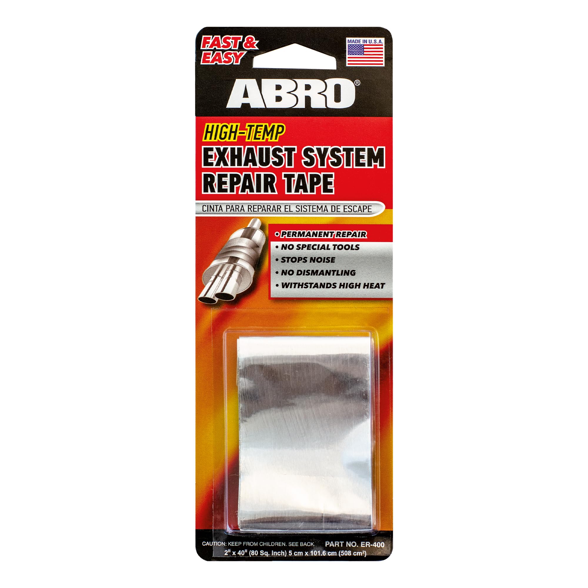Muffler Repair Kit: ABRO Exhaust Tape, High Temp Aluminum Bonding Agent Exhaust Leak Tape, Fast, Economical, Permanent Solution to Stop Noise and Seal Out Dangerous Fumes, No Special Tools Required
