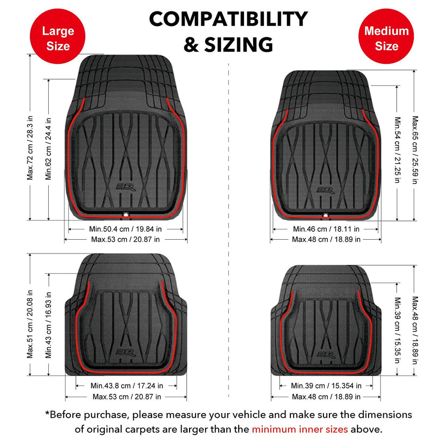 Universal 3D MAXpider All-Weather Hybrid Rubber Floor Mats for Cars Trucks SUV (Medium)
