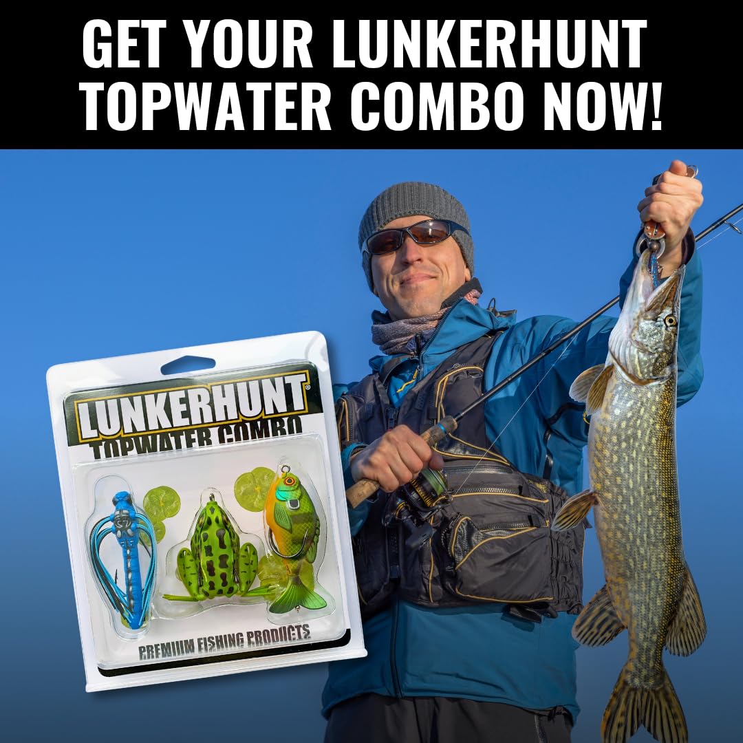 Lunkerhunt TOPCOM01 Combo Topwater – Assortment | Dragonfly, Lunker Frog, & Prop Fish | Durable Fishing Lures