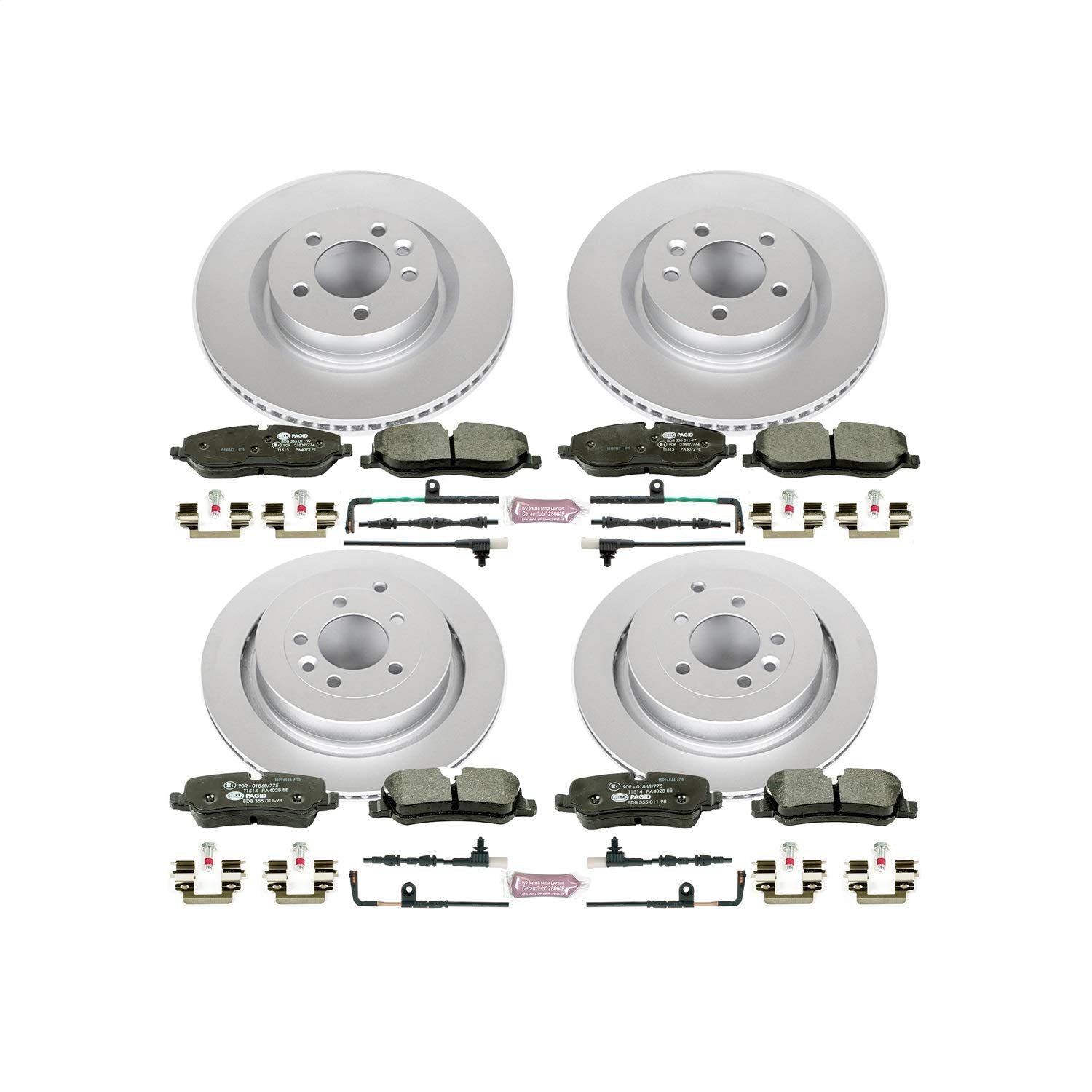 Power Stop ESK4059 Euro-Stop Front & Rear Brake Kit L& Rover and 1 Front & 1 Rear Sensor Wires For Land Rover LR3 2005-2009 [Model Specific]
