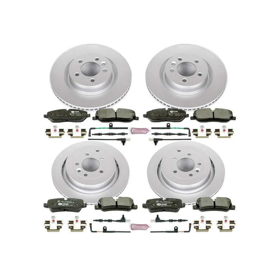 Power Stop ESK4059 Euro-Stop Front & Rear Brake Kit L& Rover and 1 Front & 1 Rear Sensor Wires For Land Rover LR3 2005-2009 [Model Specific]