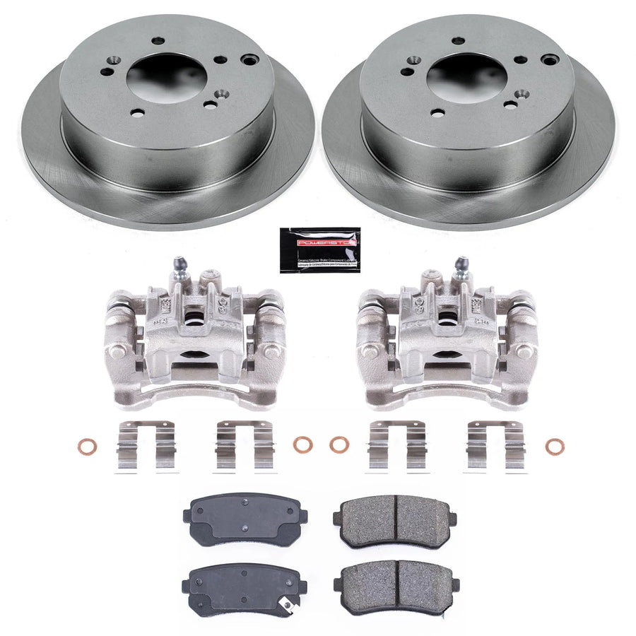 Power Stop KCOE5394 Rear Brake Kit-Drilled/Slotted Rotors, Ceramic Brake Pads & Calipers Stock Replacement For Hyundai Tucson 2010-2015, Kia Sportage 2011-2016 [Model Specific]