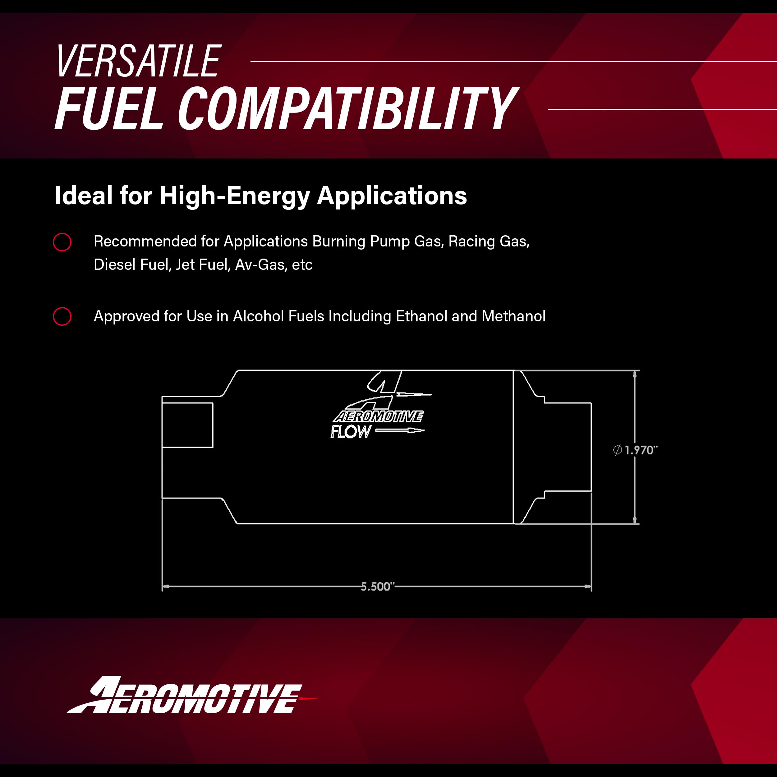 Replacement Aeromotive 12650 Fuel Filter Element, 10-Micron Rating, Microglass Media, Fits All 2" OD Filter Housings, for Gas and Alcohol Fuels
