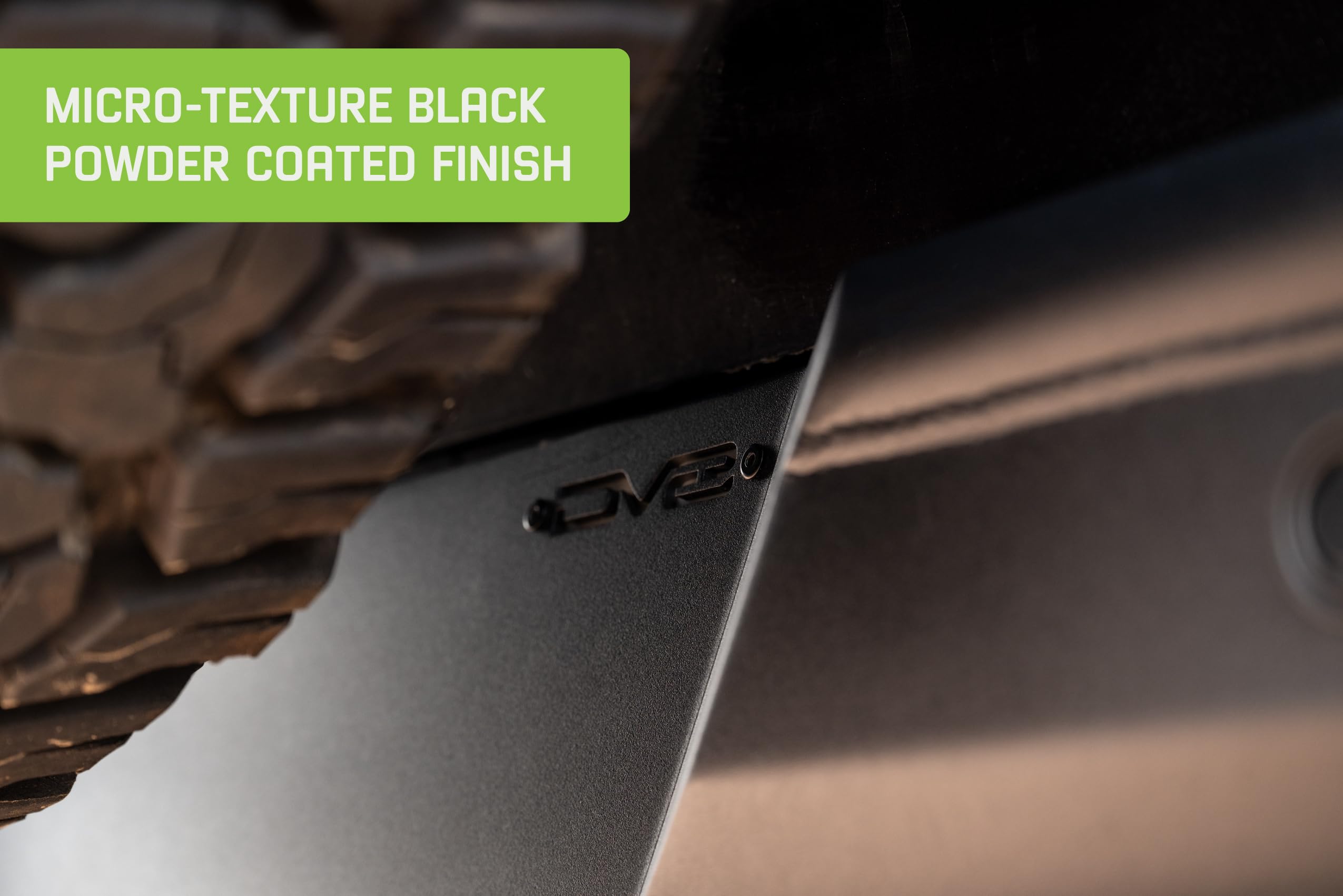 Rear Tube Bumper DV8 Offroad for 2021-2025 Ford Bronco | Sleek Prerunner Type Design | (2) 3" Pod Light Mounts | Durable Steel Construction | Micro-Texture Powder Coated Finish | Fully Bolt-On Design