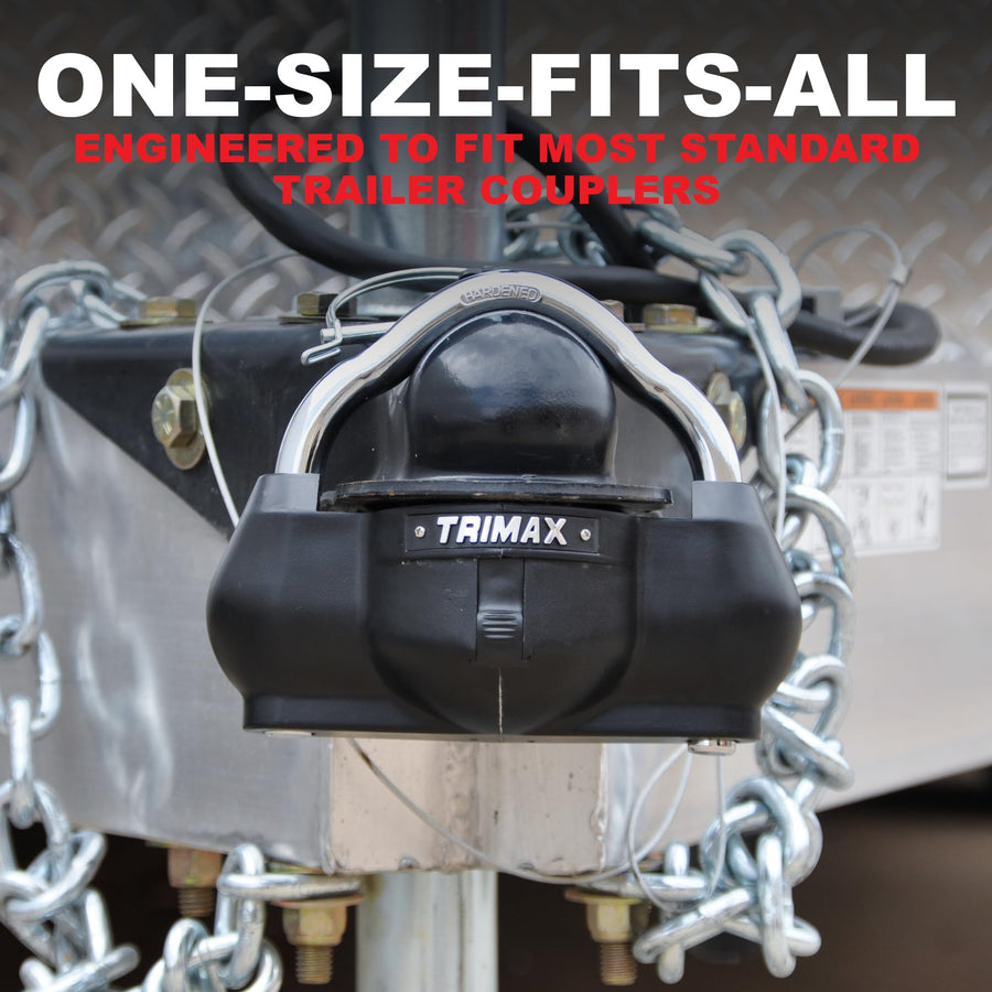 UMAX 100 - Trimax Trailer Lock for Hitch, Dual Force Security - Trailer Hitch Lock for 1-7/8" - 2-5/16" Couplers, All Coupler Types