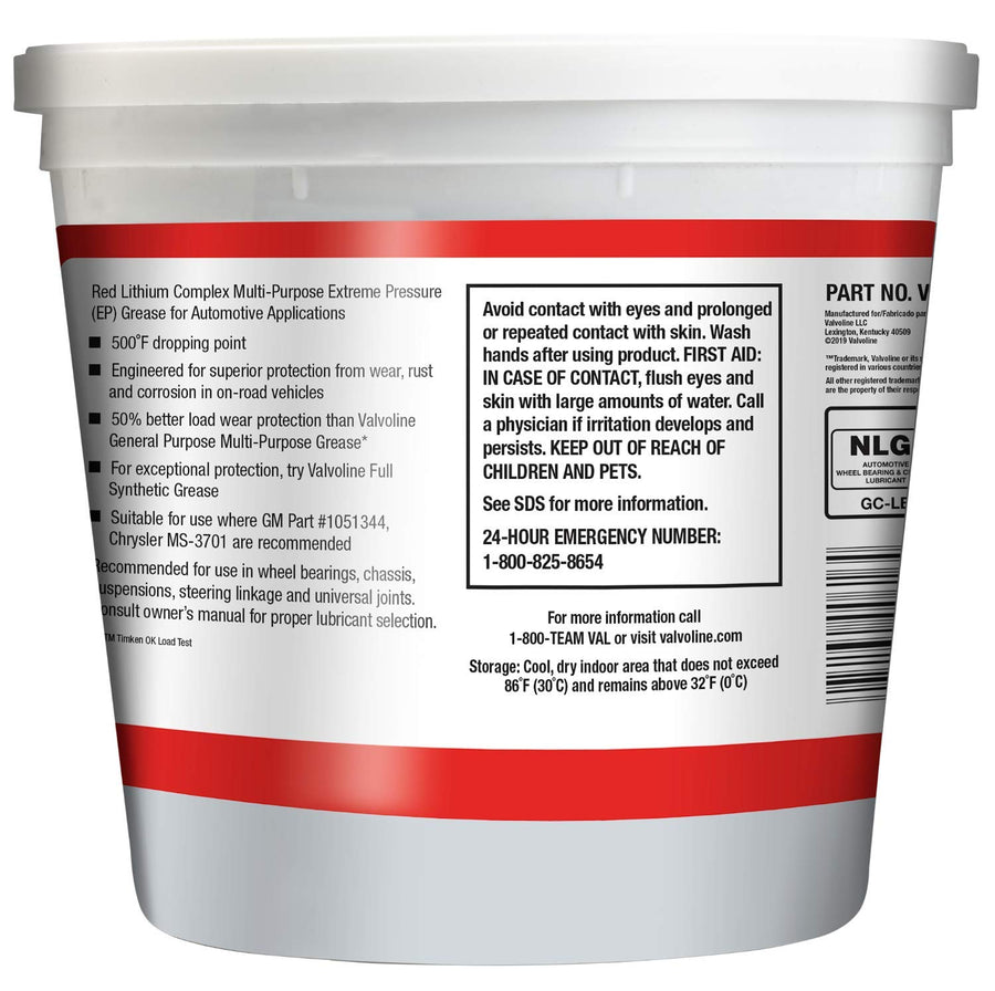 Multi-Vehicle Valvoline High Temperature Red Grease 4 LB Tub