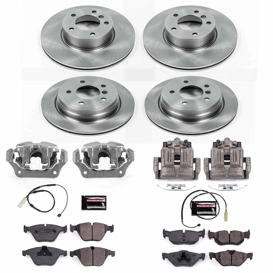 Power Stop KCOE6071 Autospeciality Brake Caliper Kit- Front & Rear Brake Rotors, Ceramic Brake Pads
