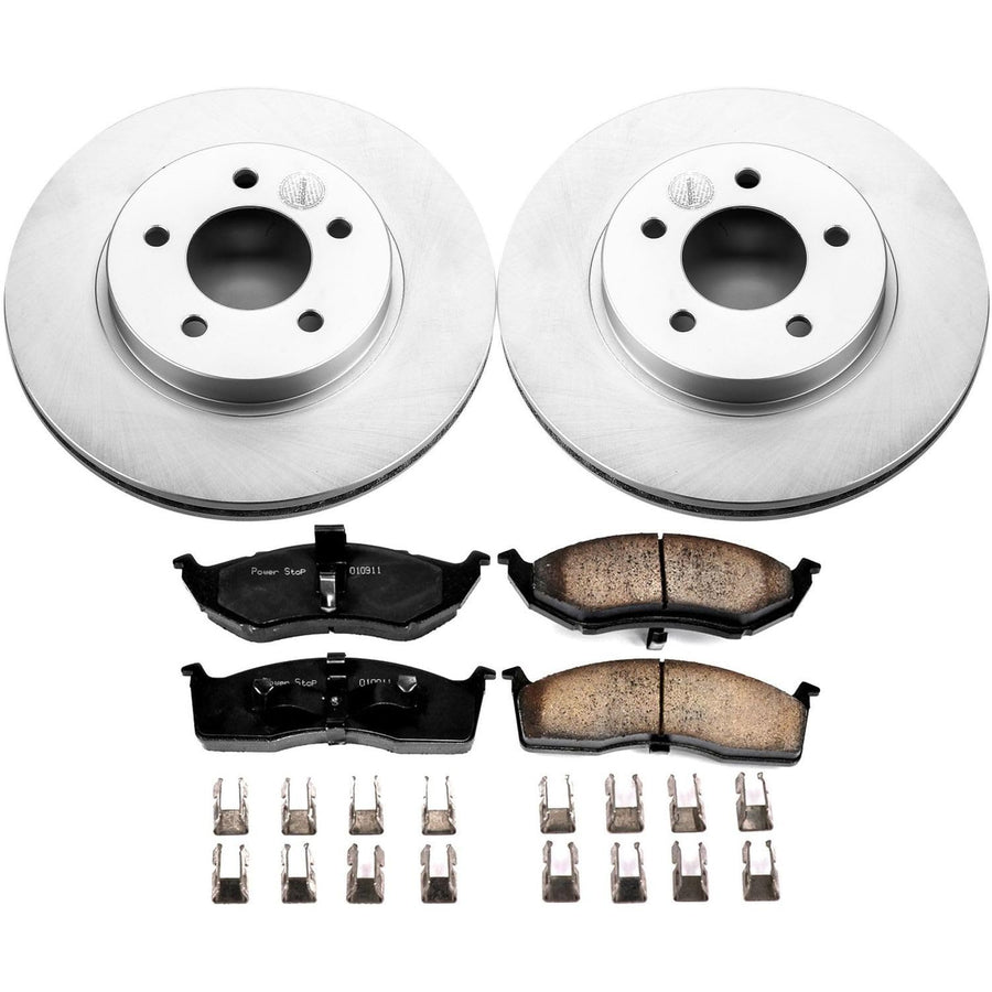 Power Stop Coated Brake Rotor and Ceramic Brake Pads CRK1692- Front For Chrysler 300M 1999-2004, Chrysler LHS 1999-2000 [Model Specific]