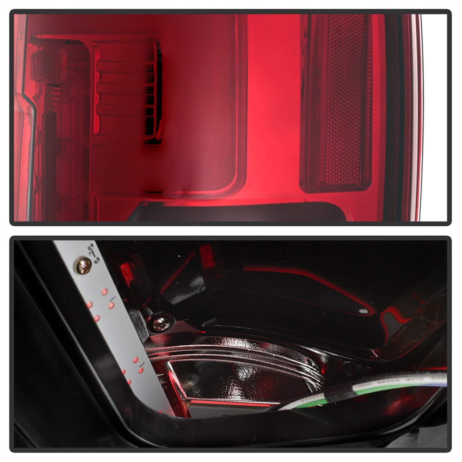 Ford F250 Superduty Spyder 17-18 Blind Spot Monitoring Model LED Tail Lights - Red Clear