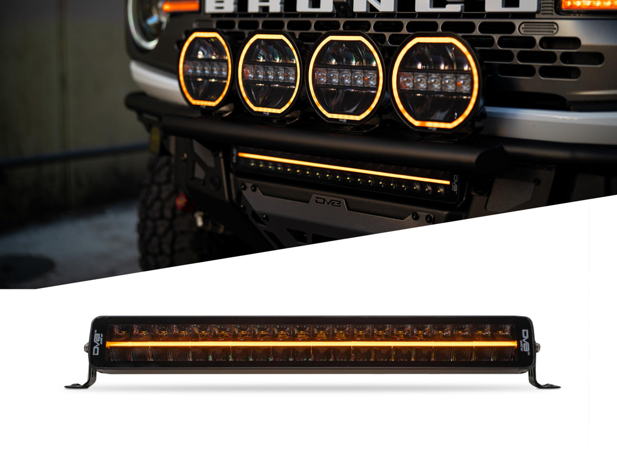 20-Inch DV8 Offroad Halo Elite Dual Row Light Bar with Accent | Flood & Spot Pattern | Driving & Off-Road Modes | 8,820 Lumens | 5700K Main Light | Amber or Clear Accent Light