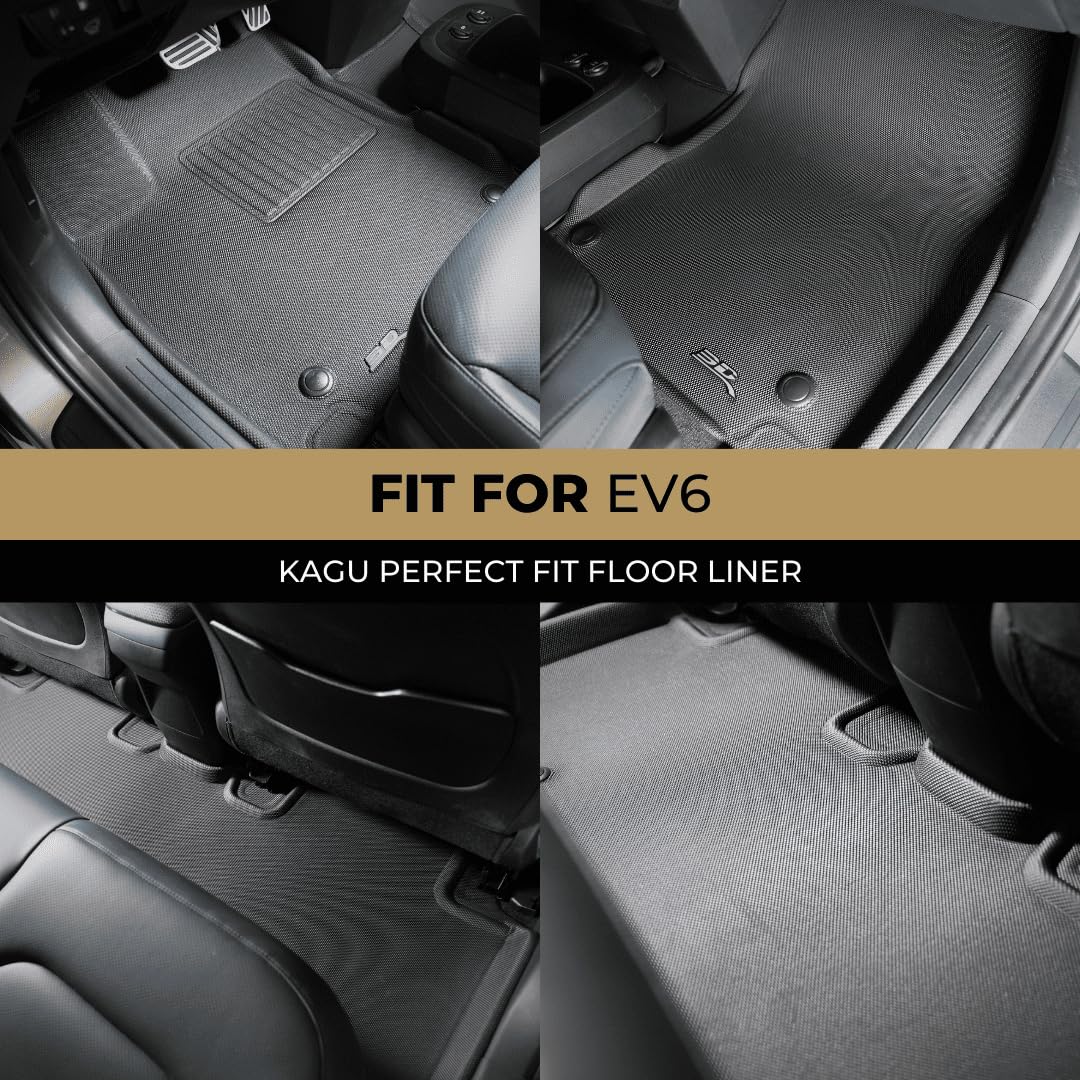 Kagu Floor Mat 3D MAXpider Custom Fit (Black) Compatible with Kia EV6 2022-2025 - Full Set