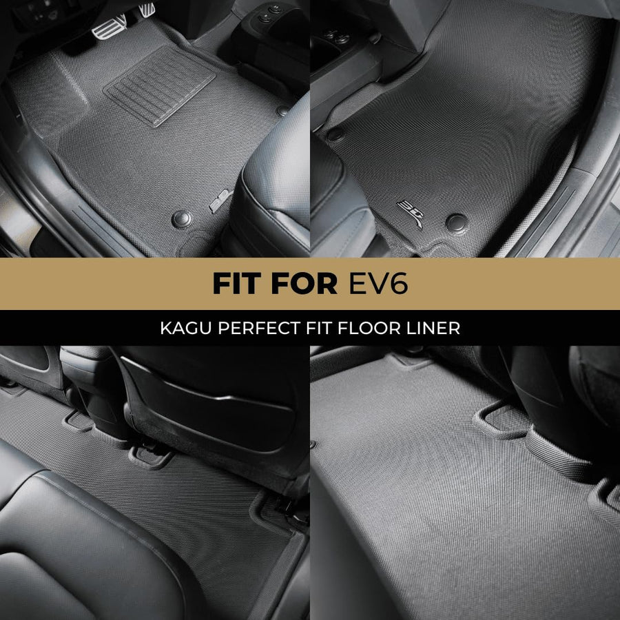 Kagu Floor Mat 3D MAXpider Custom Fit (Black) Compatible with Kia EV6 2022-2025 - Full Set
