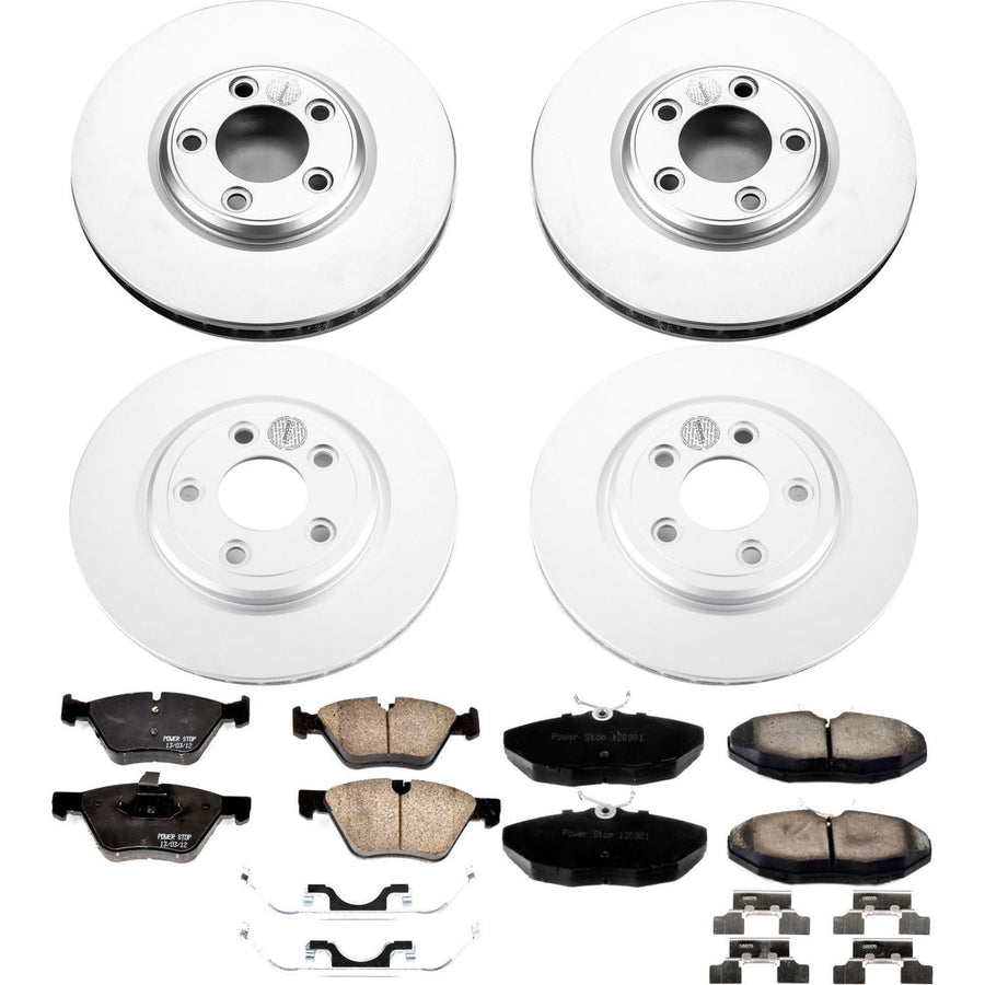 Power Stop CRK5506 Brake Rotor Coated and Ceramic Brake Pads- Front & Rear For Jaguar S-Type 2005 [Model Specific]