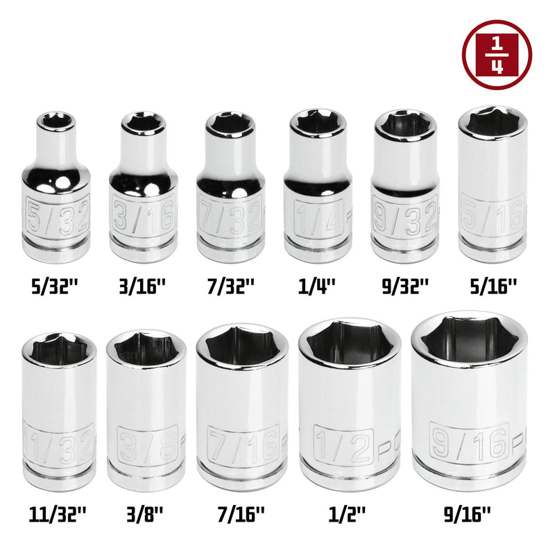 11 Piece Powerbuilt 1/4 Inch Drive SAE 6 Point Socket Set - 640497
