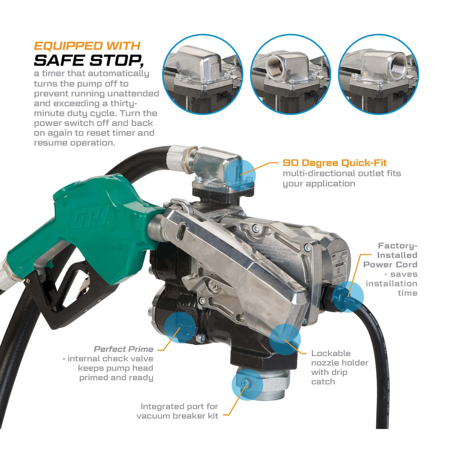 V25 Series GPRO Fuel Transfer Pump, Automatic Shut-Off Nozzle, 25 GPM, 12 Volt (170000-03)
