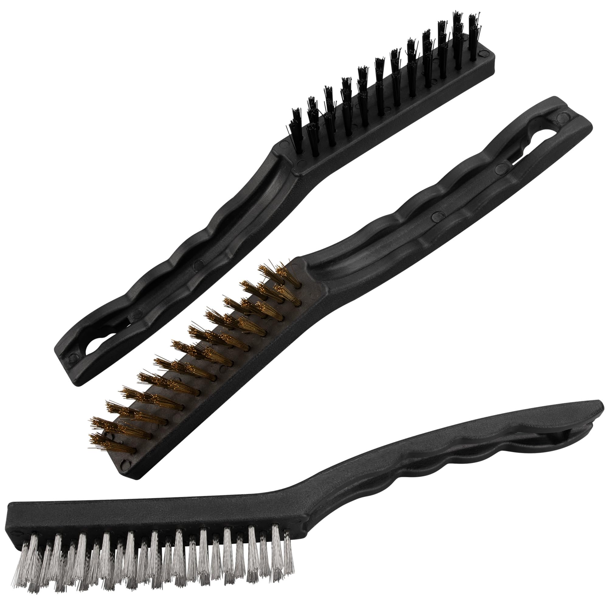 1449 Performance Tool Brushes with Plastic, Brass and Steel Bristle - Tough Plastic Handles Ideal for Heavy-Duty Cleaning and Scrubbing Tasks