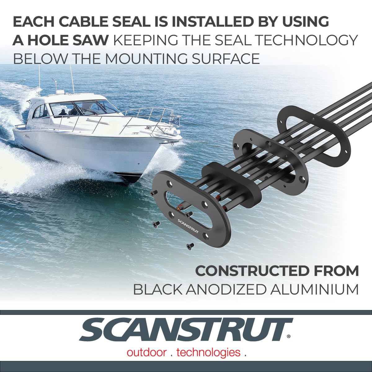 Low Profile DS-LP-Multi-BLK Cable Seal, Anodised Aluminium - Black