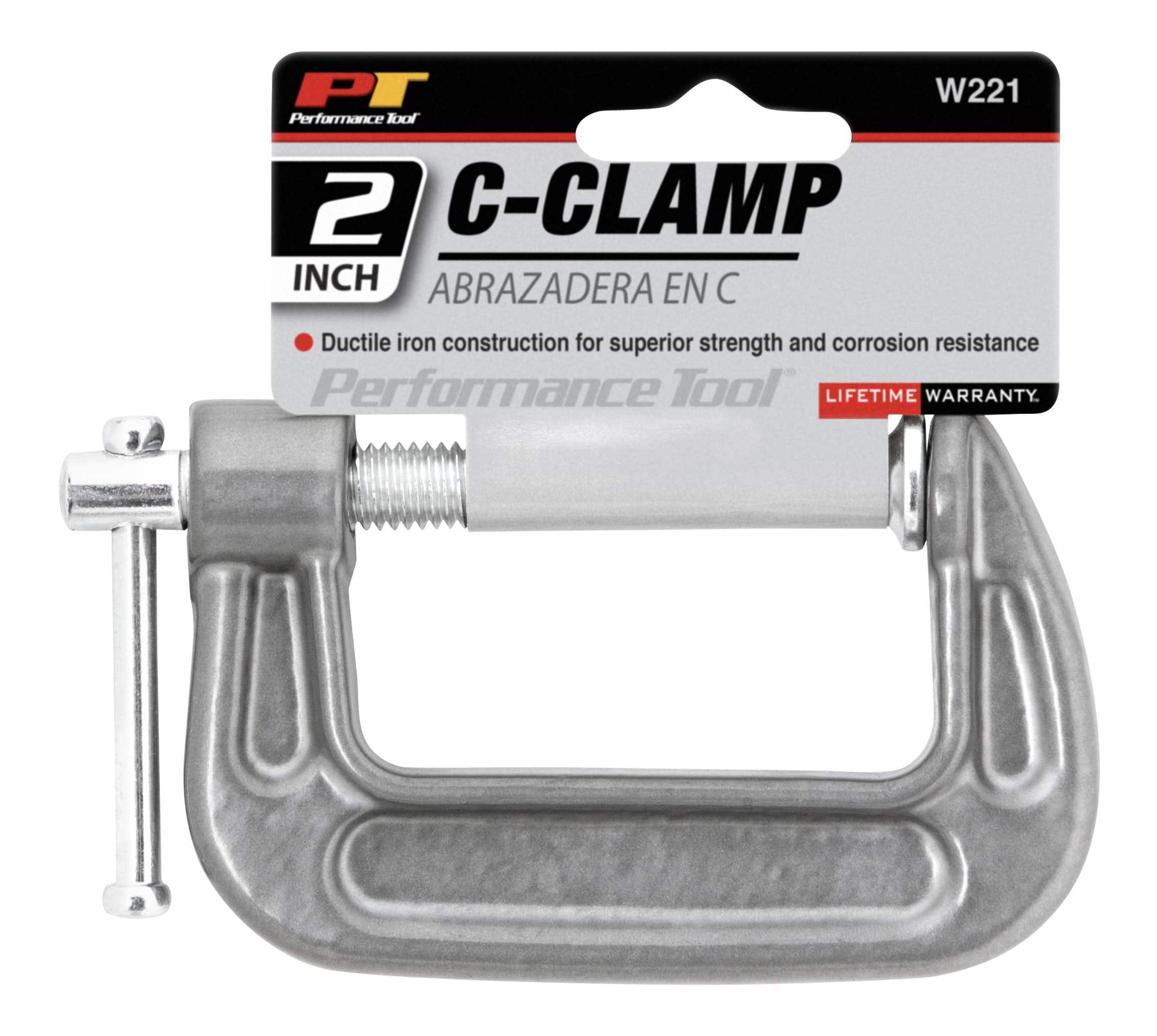 Heavy-Duty Performance Tool W221 C-Clamp with Ductile Iron Finish and Chrome-Plated Screw for Superior Strength and Smooth Operation