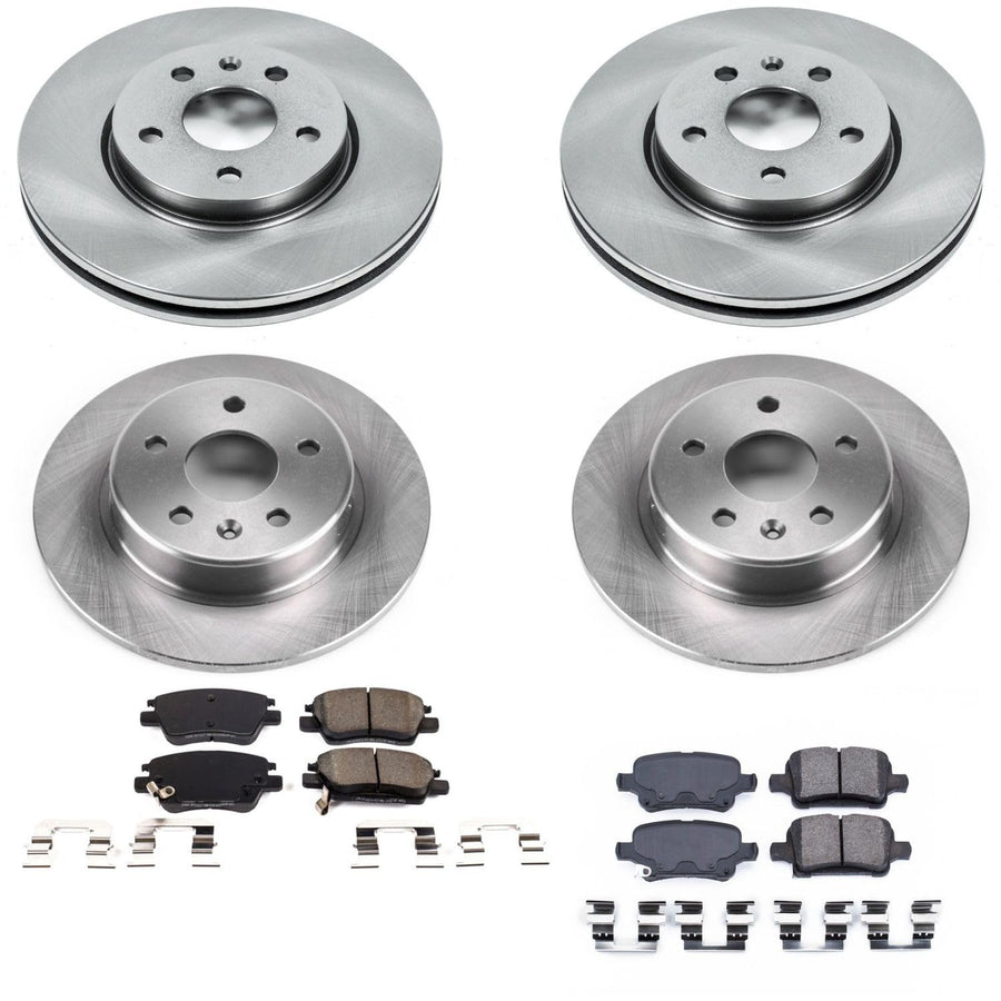 Power Stop Autospecialty KOE7561 Front and Rear Replacement Brake Kit-OE Brake Rotors & Ceramic Brake Pads For Chevrolet Bolt EUV, Chevrolet Bolt EV, Chevrolet Cruze, Chevrolet Volt [Model Specific]