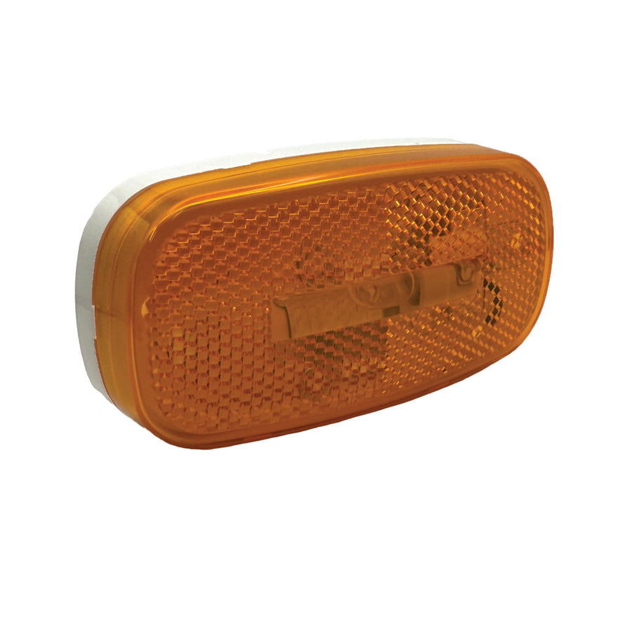 Amber Oblong RV Designer L905 Marker Light With White Base, DOT-Compliant Reflex Incandescent