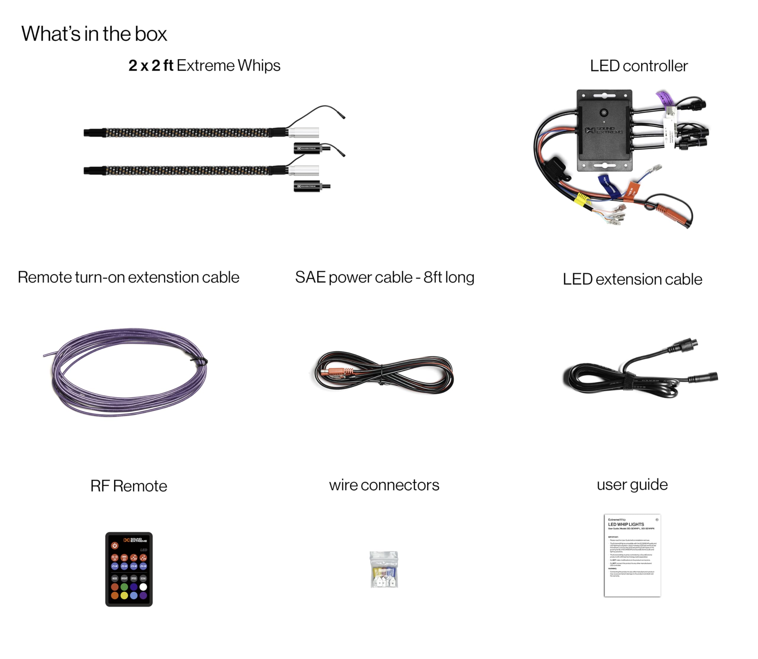 ExtremeWhip by ECOXGEAR SoundExtreme 2X 2FT LED Whip and Quick Release Magnetic Whip Mount Waterproof Dirt Proof LEDCast Compatible - Includes 4-Zone LED Controller with Dual Control