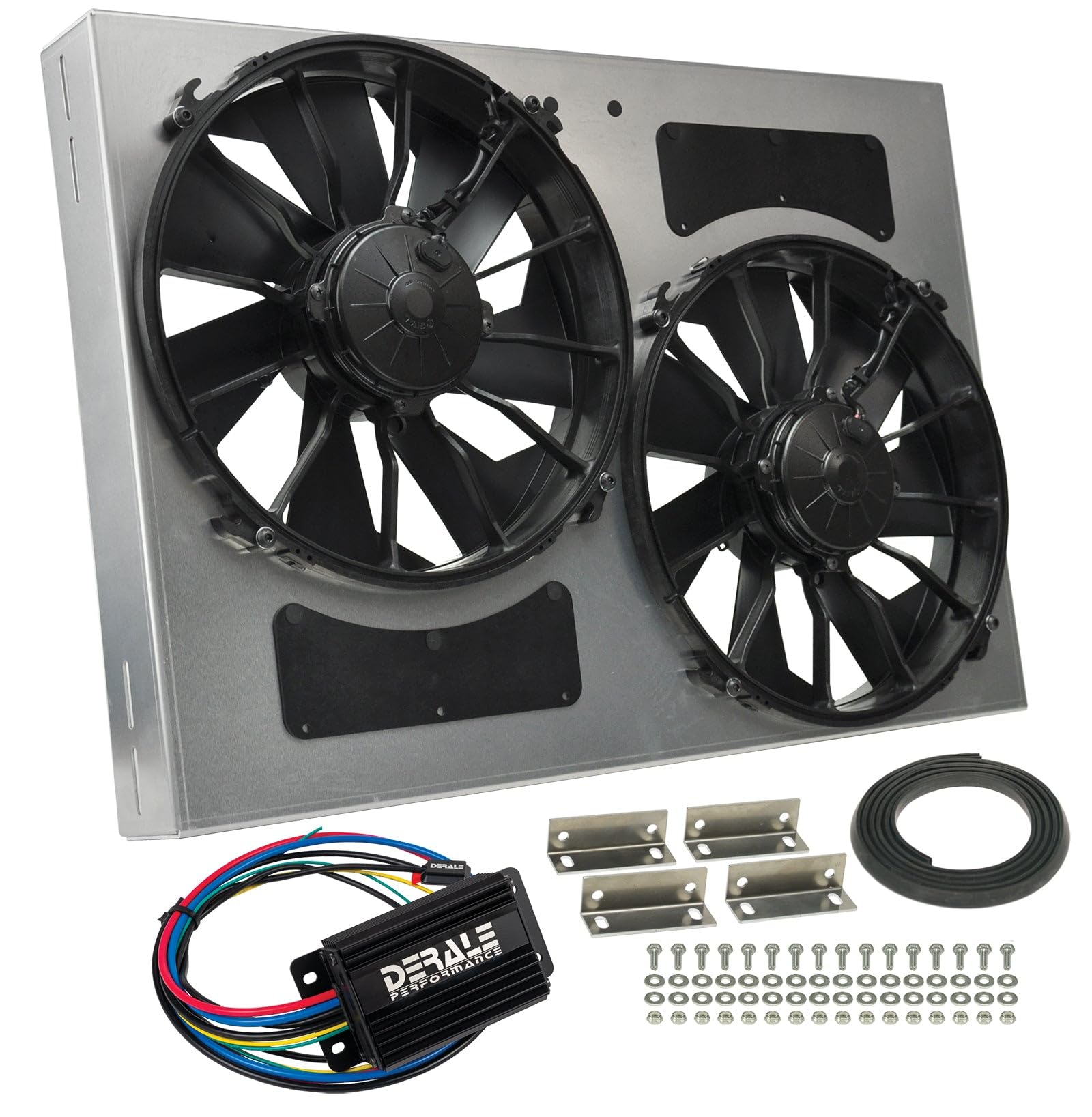 Cooling Fan Derale 66842 4000 Cubic Ft Per Min. Dual 12" Puller Controller