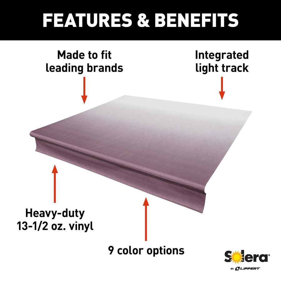 Burgundy Fade Solera Universal Fit Heavy-Duty Vinyl RV Patio Awning Replacement Fabric 12' Awning (11'4" Fabric)