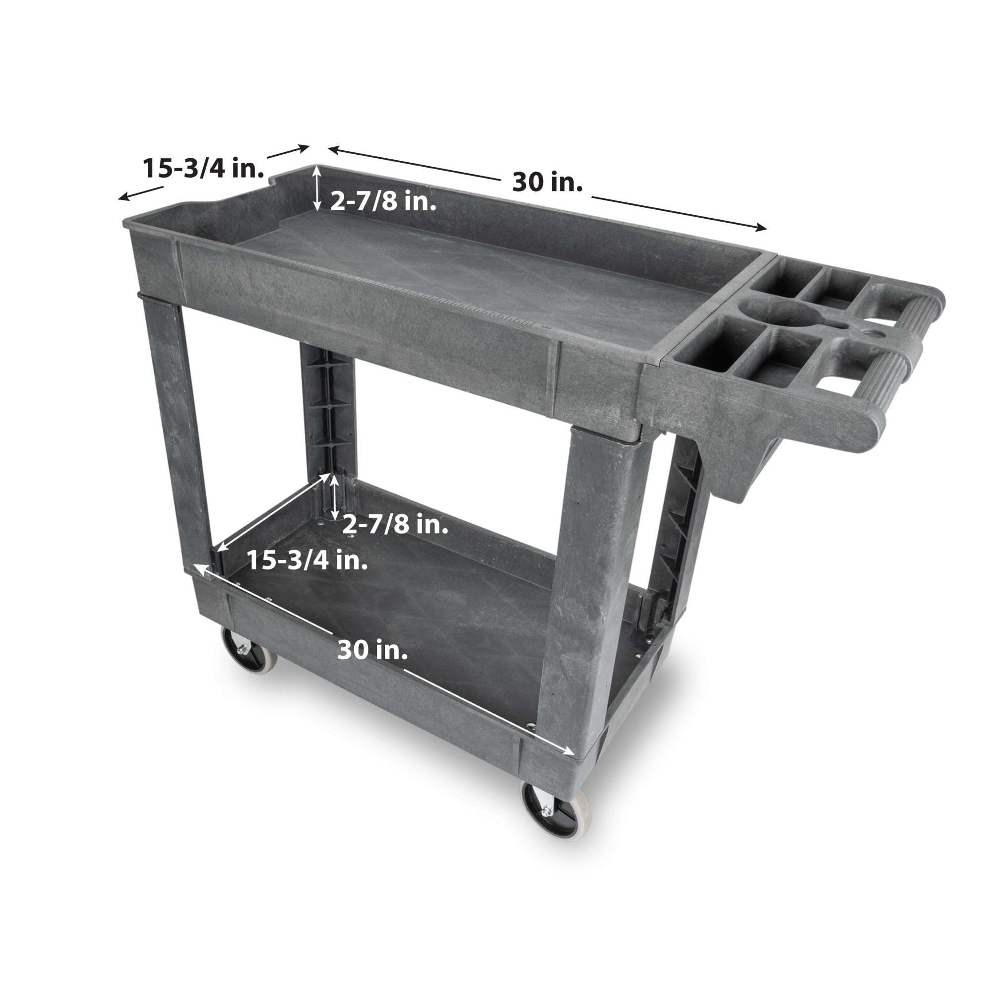Easy Rolling Performance Tool W53991 2 Shelf Poly Service Cart (30x16)