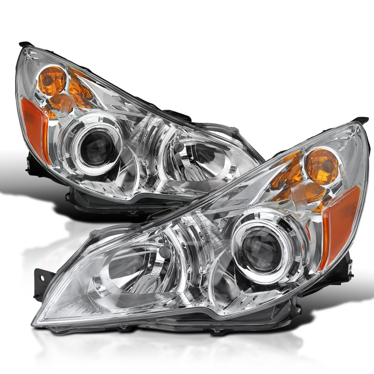 Chrome Projector Headlights SPEC-D TUNING Compatible with 2010-2014 Subaru Legacy, 2010-2014 Subaru Outback, Left + Right Pair Headlamps Assembly
